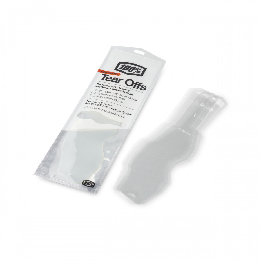 Plėvelės akiniams 100%, AC1/ST1 YOUTH STANDARD TEAR-OFFS - 20vnt